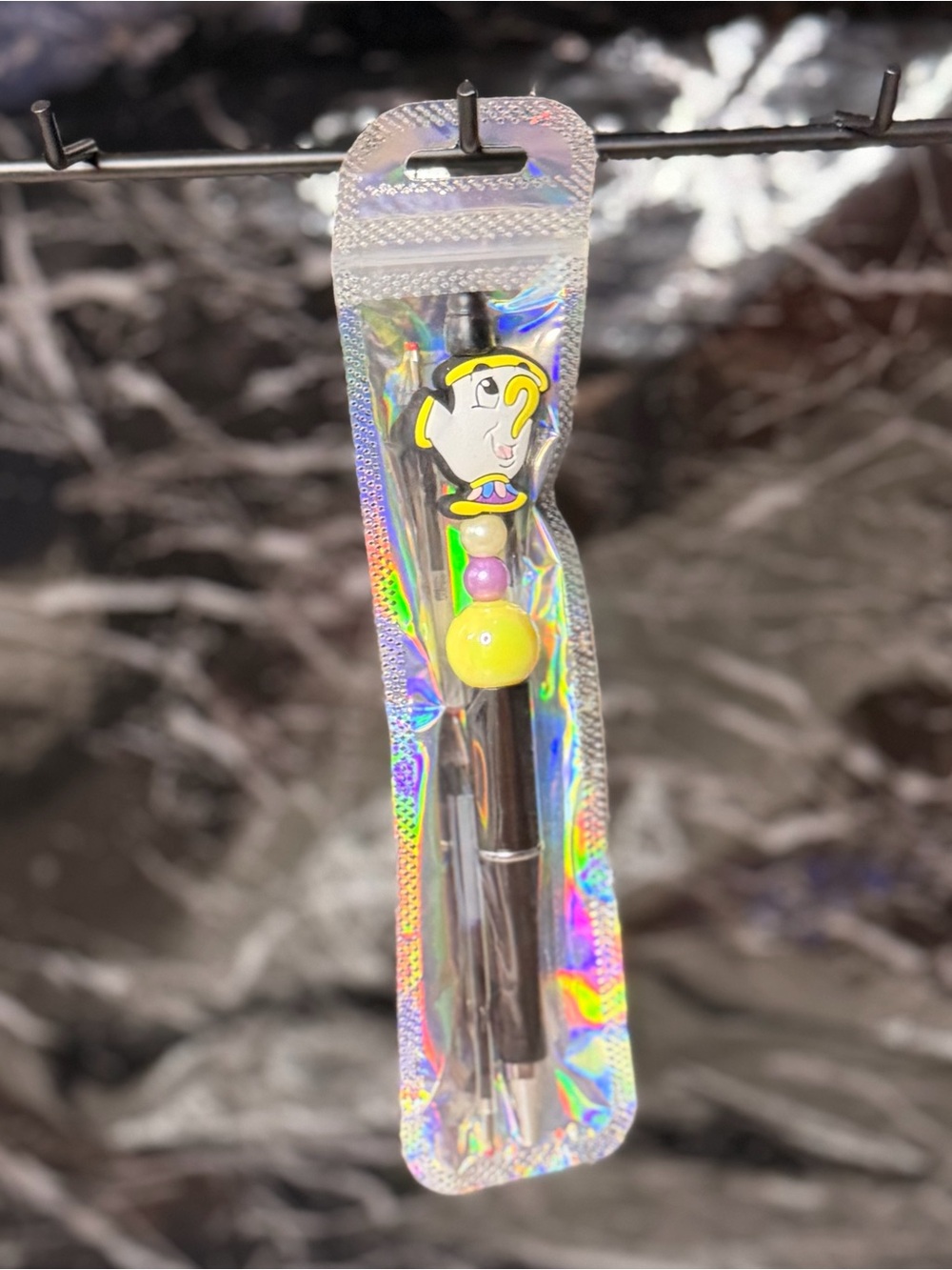 Chip from Beauty and the Beast Focal Bead Pen Black and Blue ink
